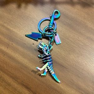 Coach 54993 Anodized TRex T-Rex Rexy Bag Charm Key Fob OIL SLICK Hologram NWT
